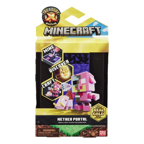 Treasure X Minecraft Nether Portal - Mine & Craft Character and Mini Mob - Single Pack - Assorted Character Sets - Collect Them All! - Count