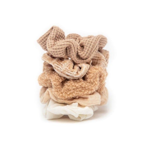 Kitcsh Assorted Textured Scrunchies 5pc (Sand) - Count On Us