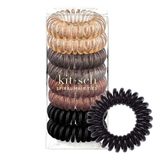 Load image into Gallery viewer, Kitcsh Spiral Hair Ties 8 Pack (Brunette) - Count On Us
