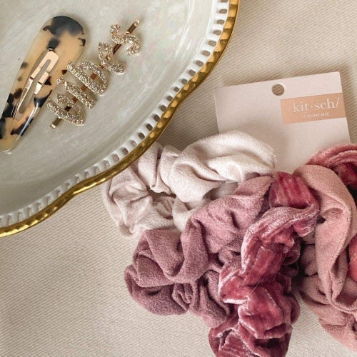 Load image into Gallery viewer, Kitsch Velvet Scrunchies (Blush/Mauve) - Count On Us
