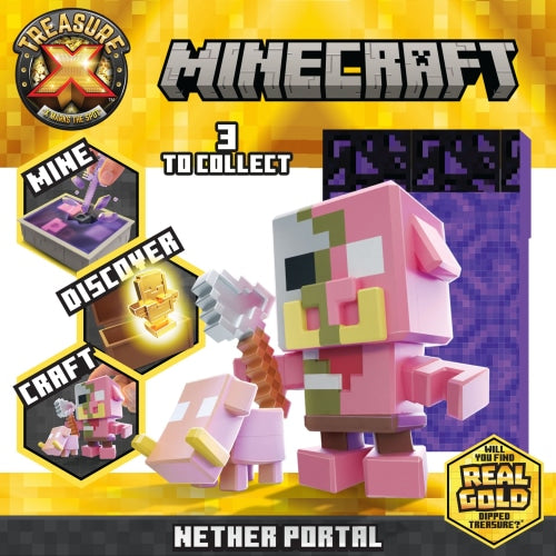 Load image into Gallery viewer, Treasure X Minecraft Nether Portal - Mine &amp;amp; Craft Character and Mini Mob - Single Pack - Assorted Character Sets - Collect Them All! - Count
