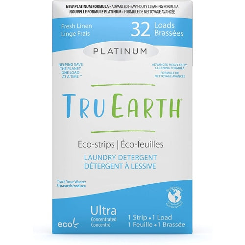Tru Earth Platinum Eco-strips Laundry Detergent (Fresh Linen) - 32 Loads - Count On Us