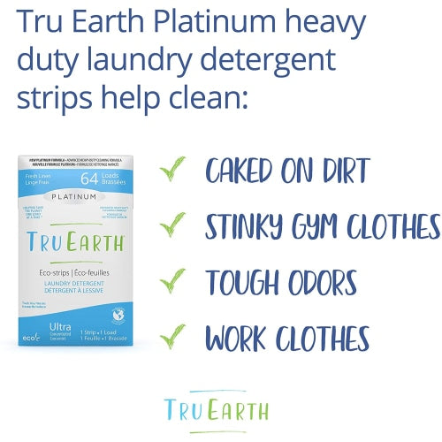 Tru Earth Platinum Eco-strips Laundry Detergent (Fresh Linen) - 32 Loads - Count On Us