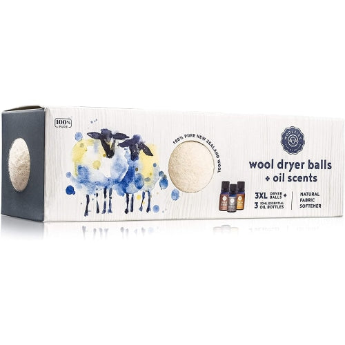 Wool Dryer Balls Set of 3 + Laundry Essential Oil Collection –